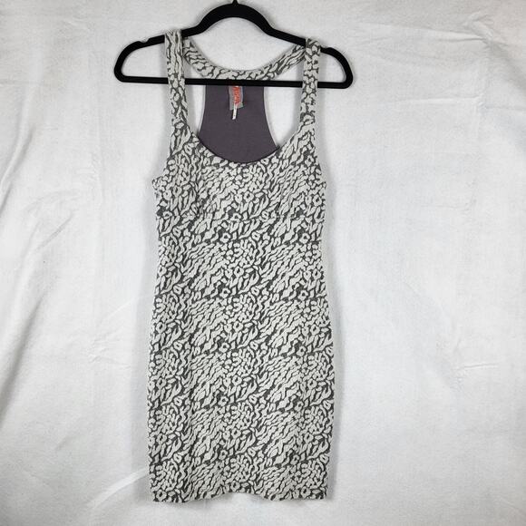 Free People Halter Scoop Sleeveless Grey White Retro VTG Style Shift Dress Sm/P - Picture 1 of 7